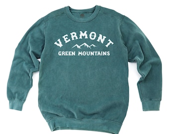 Vermont Green Mountains Crewneck Sweatshirt | Alpine Green | Unisex Pullover | Nurtured by Nature Studio