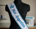 Custom Miss Argentina Sash Custom Bridal Lace Sash Border Sash Personalized Embroidery Lace Sash  Beauty Queen, Event or Pageant Wear Sash