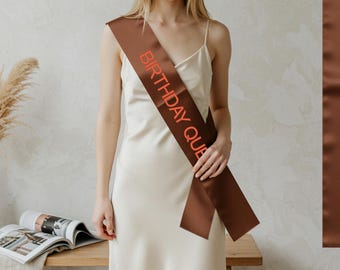 Custom Satin Party Sash with Embroidered Text Birthday Queen Sash Birthday, Events, or Photo Shoots Custom Pageant Sash Birthday Party Sash