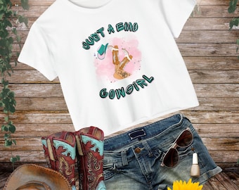 Top cropped estilo cowgirl emo | Estampa de cowgirl para festivais