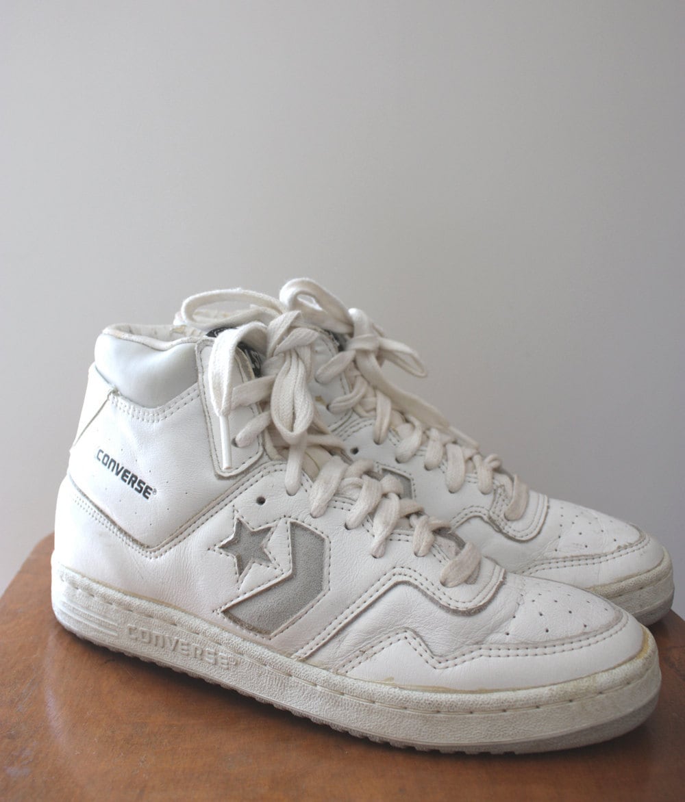 hul Uegnet klassisk Vintage 80s Converse Star Tech White Leather Basketball Hi - Etsy