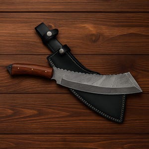 Hand Forged Damascus Tracker Knife – Custom Made Hunting Knife with Sheath | The King Steel