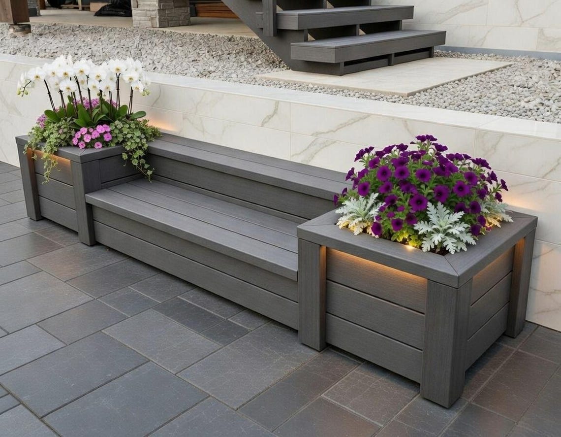 Outdoor Planter Bench Plan | DIY Garden Step Seating PDF - Etsy