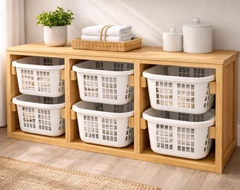 Planos para organizar cestos triples de ropa sucia / Armario para ropa sucia DIY con 3 compartimentos (PDF)