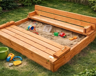 Sand Box with Built-In Seats Plan | DIY Kids Sandbox PDF