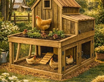Small Chicken Coop Plan with Planter | DIY Backyard Coop PDF