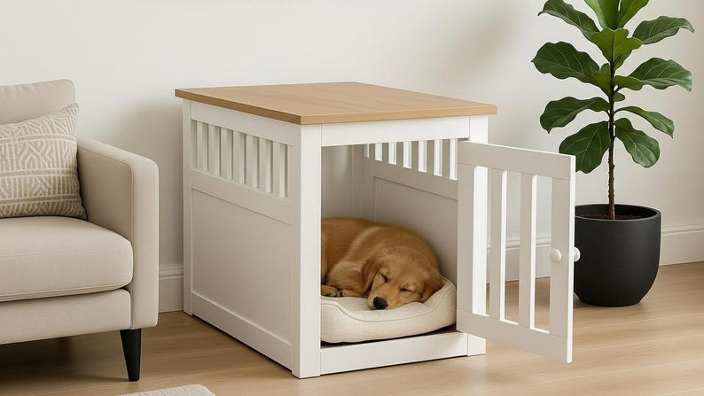Pet Kennel End Table Plans | DIY Dog Crate Furniture | Woodworking PDF ...