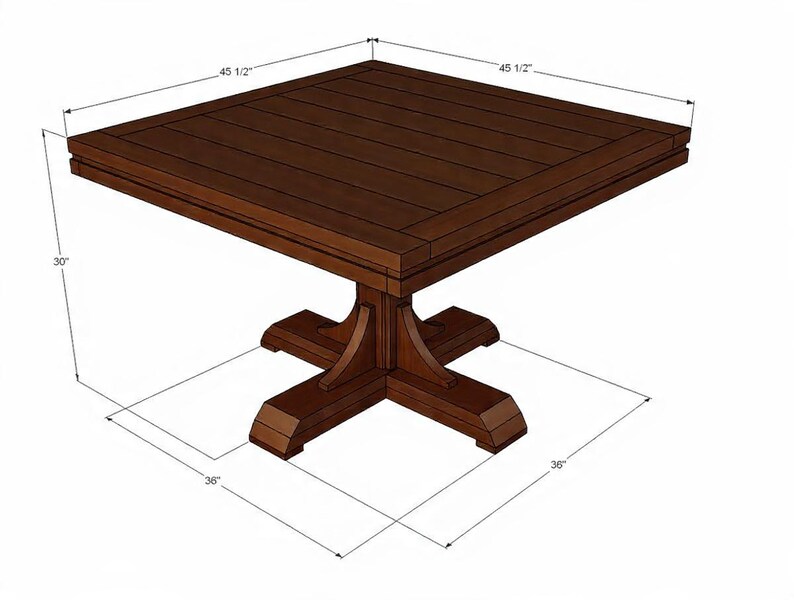 DIY Square Farmhouse Pedestal Table Plans | Dining Table Woodworking ...