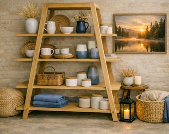 Freestanding Ladder Bookcase Plan | DIY Modern Bookshelf PDF