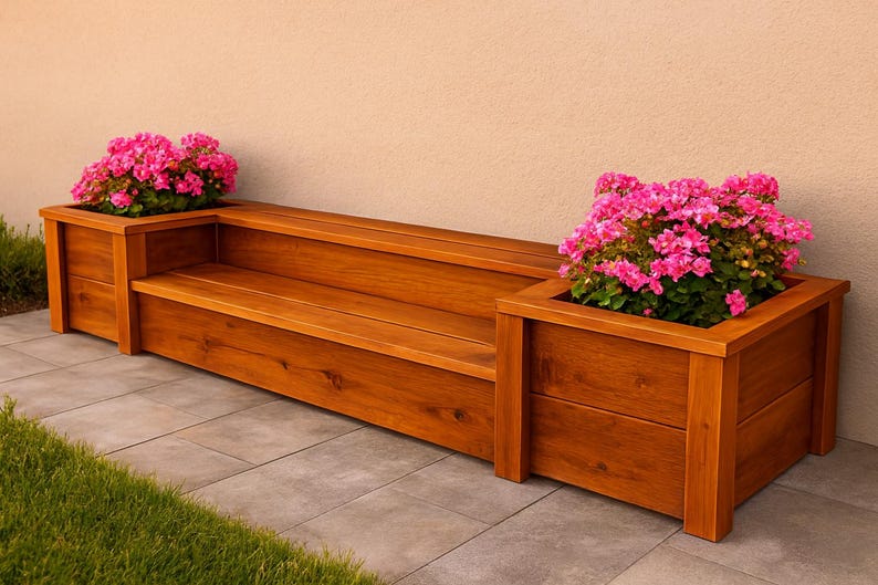 Outdoor Planter Bench Plan | DIY Garden Step Seating PDF - Etsy