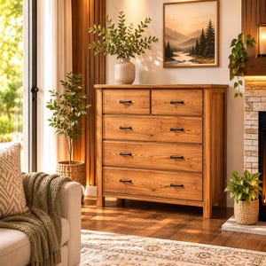 Kommode mit 5 Schubladen (mittelhoch) | Baupläne für Schlafzimmermöbel im Landhausstil (PDF)