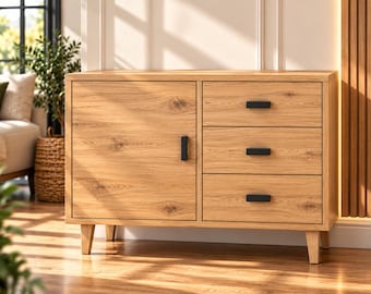 Midcentury Bar Console Cabinet Plan, DIY Woodworking Furniture PDF, Modern Home Bar Storage