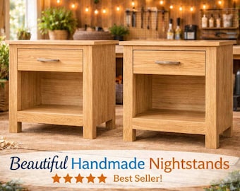 Plano de mesita de noche estilo casa de campo / Mesita de noche con cajón y armario para armar (PDF)