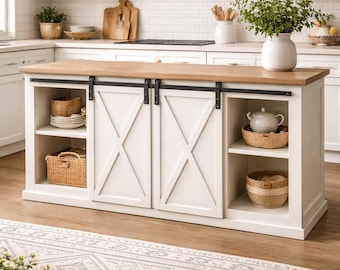 Barn Door Console Table Plans | Farmhouse Sliding Door Cabinet PDF