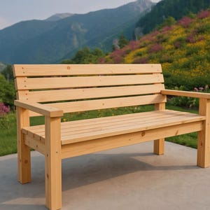 DIY Wooden Bench Build Plan: Outdoor Bench with Backrest (PDF Download)