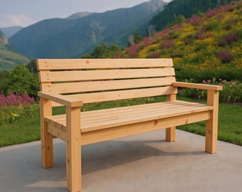 DIY Wooden Bench Build Plan: Outdoor Bench with Backrest (PDF Download)