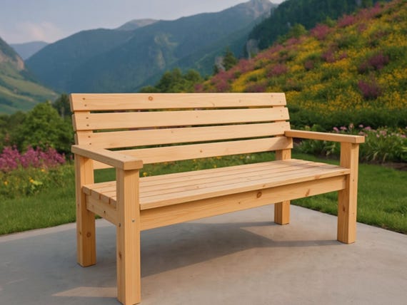 DIY Wooden Bench Build Plan: Outdoor Bench with Backrest (PDF Download)