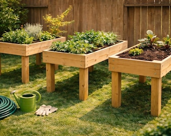 Simple Raised Garden Boxes Plan – DIY Wooden Planter PDF