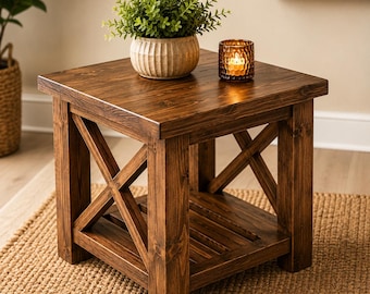 Farmhouse Side Table Plan | DIY Beginner Indoor Outdoor End Table PDF
