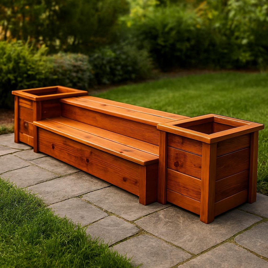 Outdoor Planter Bench Plan | DIY Garden Step Seating PDF - Etsy