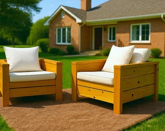 Modern Outdoor Chair Plans | DIY 2x4 & 2x6 Wood Project | PDF Download