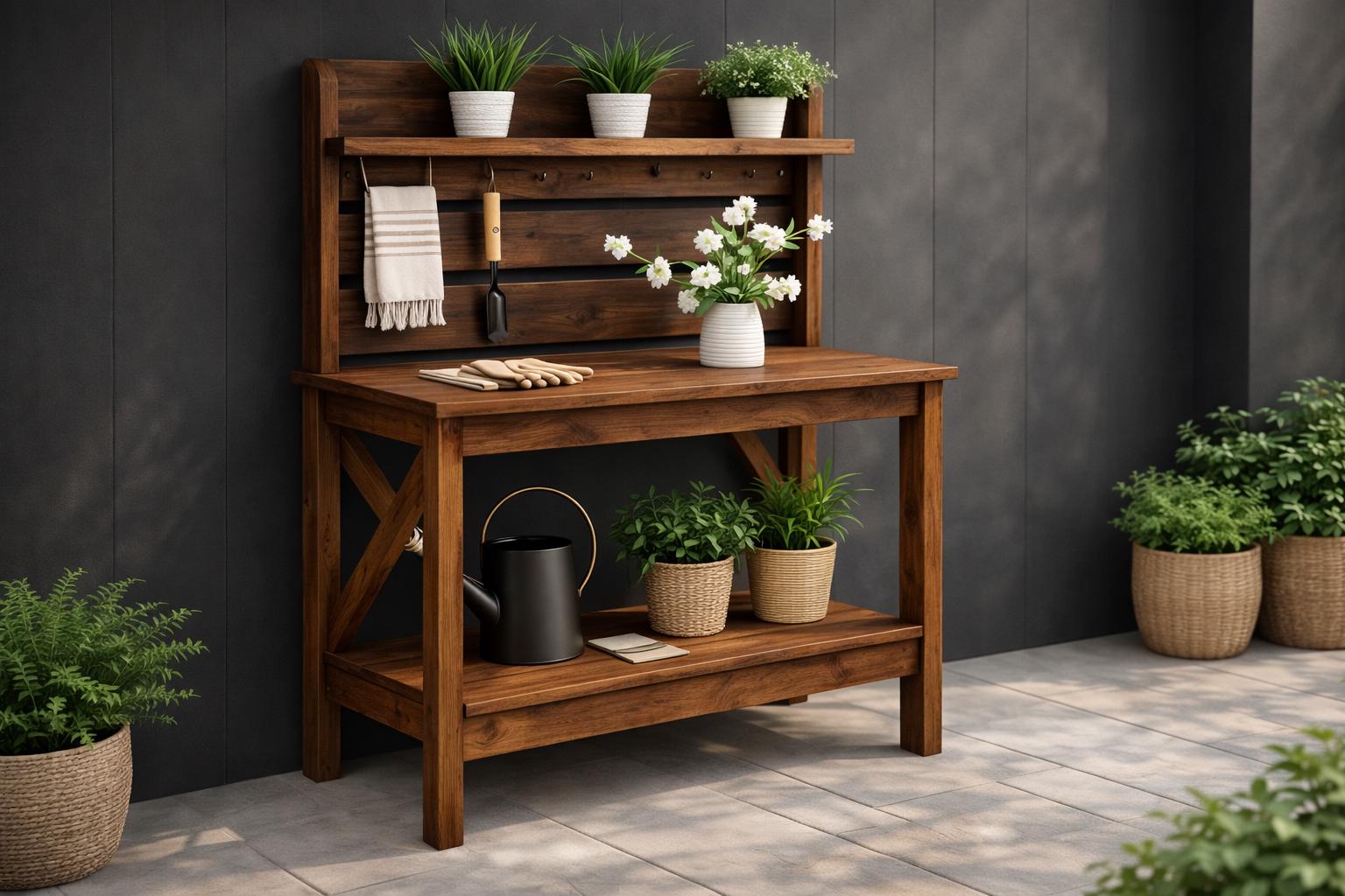 Simple 2x4 Potting Bench Plan – Slatted Back DIY Garden Workstation PDF ...