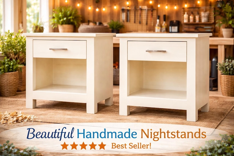 Farmhouse Nightstand Plan | DIY Cabinet Bedside Table With Drawer PDF ...