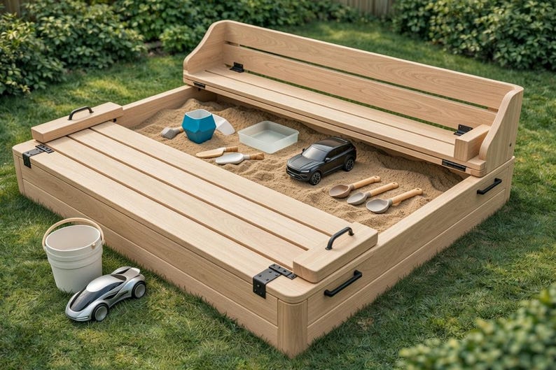 Sand Box With Built-in Seats Plan | DIY Kids Sandbox PDF - Etsy