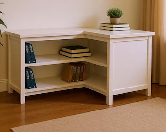 Around-the-Corner Bookshelf Plan (PDF) – Modern DIY Wooden Bookcase with Cut List and Step-by-Step Guide