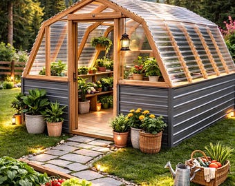 Planos de invernadero estilo granero (DIY) / Invernadero de estilo rústico para el patio trasero (PDF)