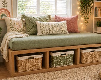 Plano de diván con almacenamiento / Cama tipo capitán con cajones para armar (PDF)