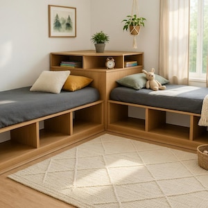Twin Corner Bed Plans | DIY Kids Bed System PDF