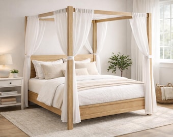 DIY Four Poster Canopy Bed Plans | Modern Farmhouse Wood Bed Frame PDF