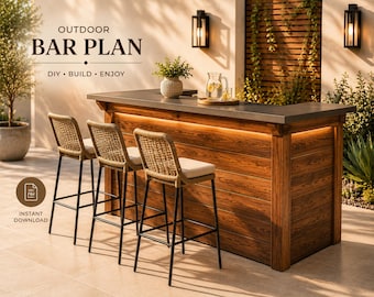 Large Three Sided Outdoor Bar Plans | Backyard Patio Entertaining PDF