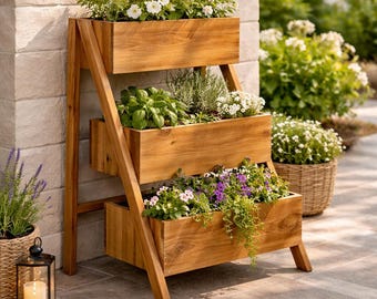Cedar Tiered Planter Plans | DIY Herb Garden & Flower Box PDF