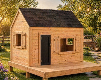 Plano de la pared frontal de la casita de juegos / PDF para construir un panel de puerta infantil (hágalo usted mismo)