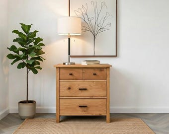 Wide 3-Drawer Nightstand with Storage, Modern Wood Bedside Table, Smooth-Glide Drawers, Bedroom Furniture