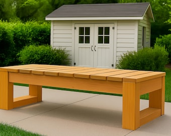 DIY Slat Top Bench Plans – Easy Modern Farmhouse Woodworking Project (Digital PDF Download)