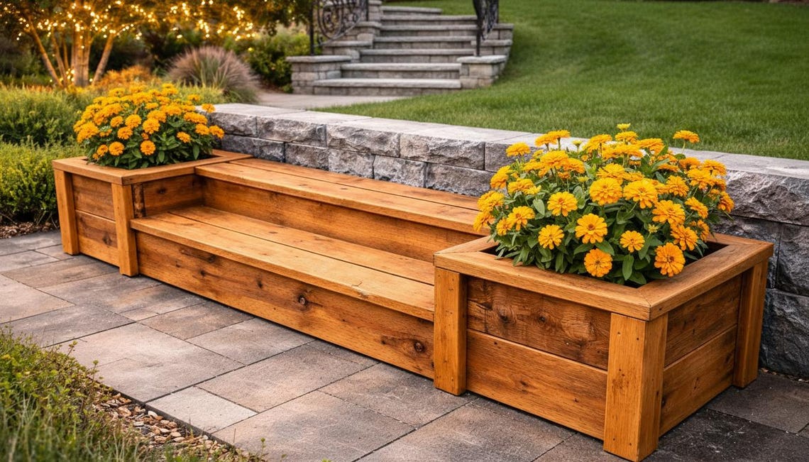 Outdoor Planter Bench Plan | DIY Garden Step Seating PDF - Etsy