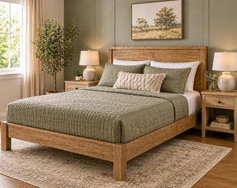 Plano de cama compacta de estilo rústico / Estructura de cama de madera moderna para armar (PDF)