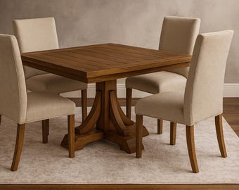 DIY Square Farmhouse Pedestal Table Plans | Dining Table Woodworking | PDF Download