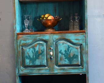 Vintage Teak Shelf With Painted Finish - Ca 1930 Vintage Teak Shelf With Painted Finish - Ca 1930