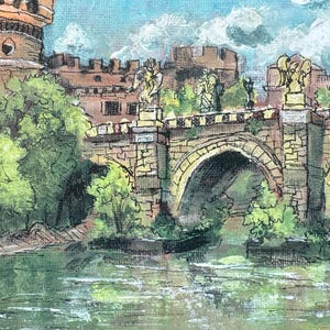 Print of &quot;St. Angelo Bridge&quot; original painting in Rome