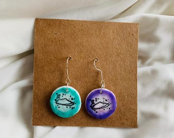 Run Seokjin EP Tour Earrings: Moon & Cloud Polymer Clay Jewelry