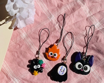 Anime Inspired Chibi Phone Charms, Polymer Clay Kawaii Straps, Resin Keychains
