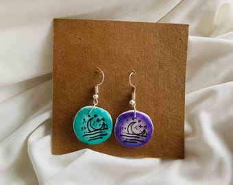 Moon Embossed Polymer Clay Earrings: BTS Jin Run Seokjin EP