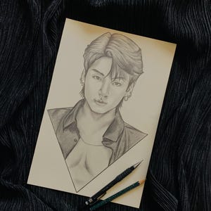 CK Jungkook of BTS pencil Art Print/Poster, Fanart, Matte, K-Pop, Gift, BTS
