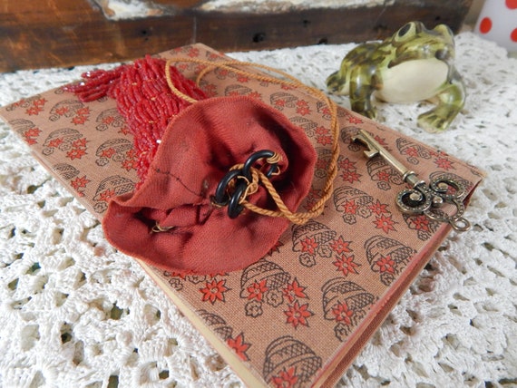 Antique Flapper Drawstring Purse Red Beaded Coin … - image 2