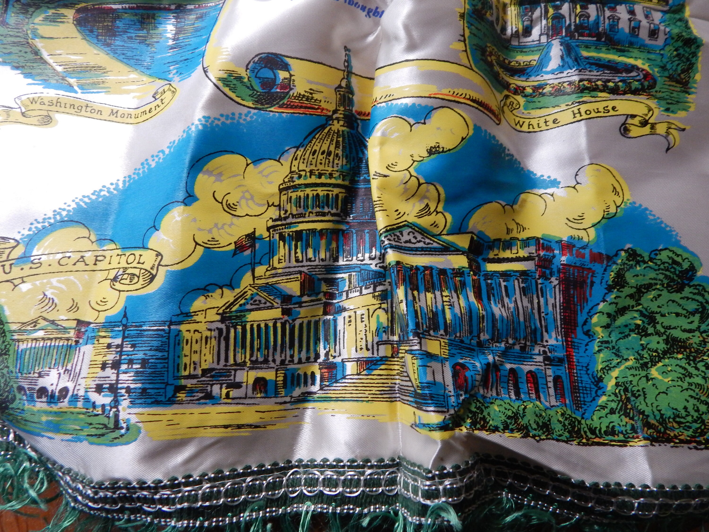 Vintage Silk Souvenir Pillow Cover Washington DC Etsy