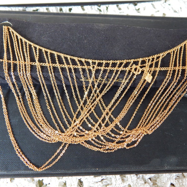Vintage Sarah Coventry Golden Caprice Bib Necklace Draped
